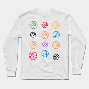 Cute Colorful Basketball Balls Kids Pattern Long Sleeve T-Shirt